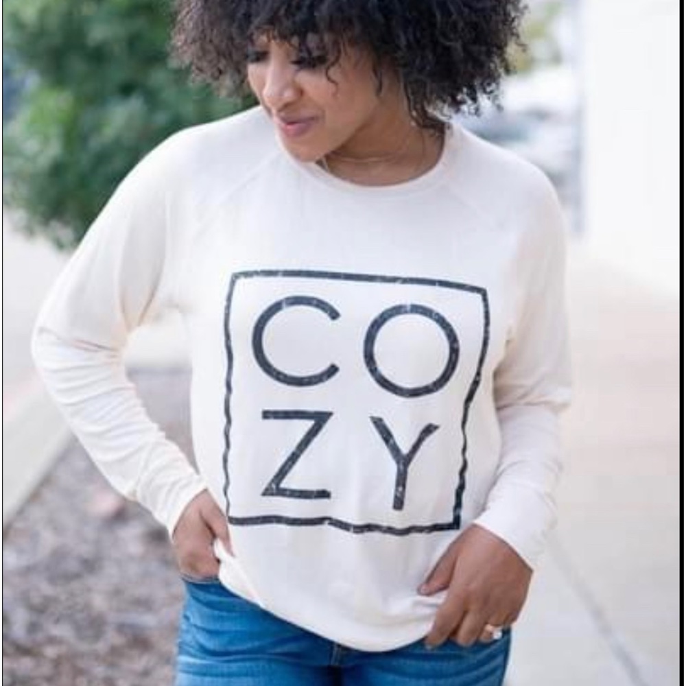 Zutter Ivory Tan Raglan Long Sleeve Top COZY Casual Loungewear Comfy Size M EUC